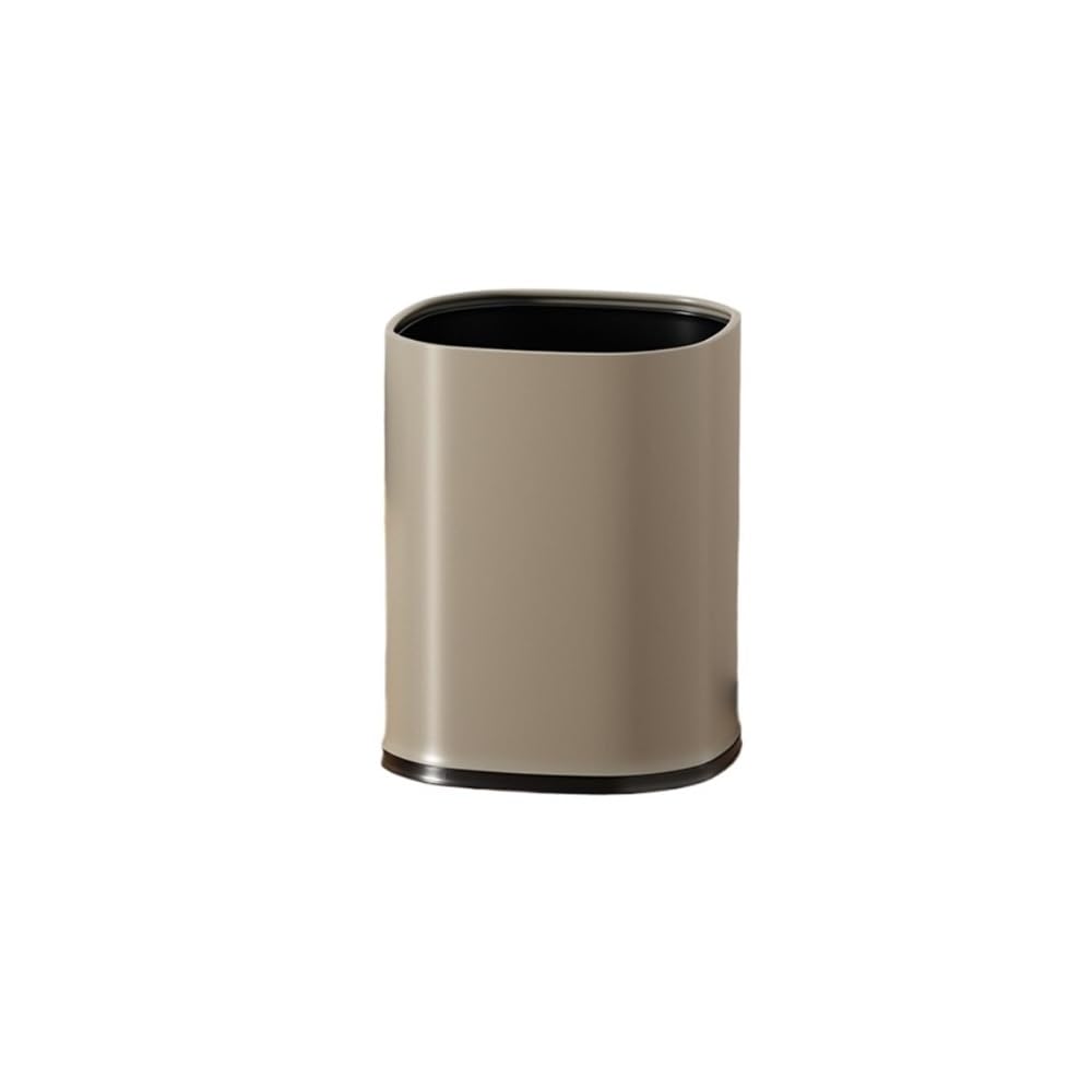 Cestino gettacarte rotondo in metallo con coperchio aperto, capacità 12 litri, con contenitore interno rimovibile, for bagno, soggiorno, camera da letto, cucina(Beige)