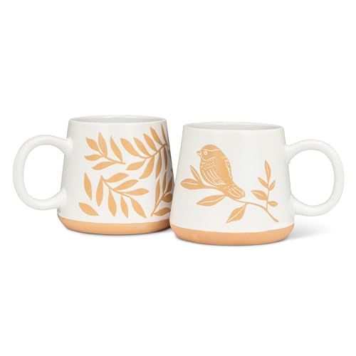 Taza Grande de Loza con Diseño de Pájaro y Rama 17oz miniatura 3