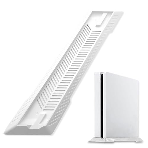 KlsyChry Stand for PS4 Slim, Vertical Stand for PlayStation 4 Slim Console Cooling Mount, White