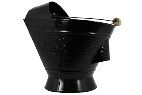 Coal Hod Bucket - Black - Decorative Appeal - for Fireplace & Pellet Stove Ashes - Easy Hopper Filling - Handle - Lightweight - Thumbnail 3