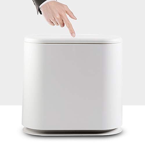 TOMYEER Ovale Push-Type Prullenbak Clamshell Cover Plastic Slanke Pedaal Bin, Wit - Afbeelding 3