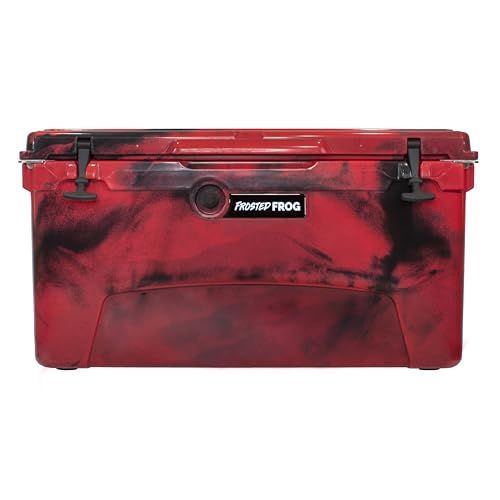 Frosted Frog Red Camo 75 Quart Ice Chest Heavy Duty High Performance Roto-Molded Commercial Grade Insulated Cooler