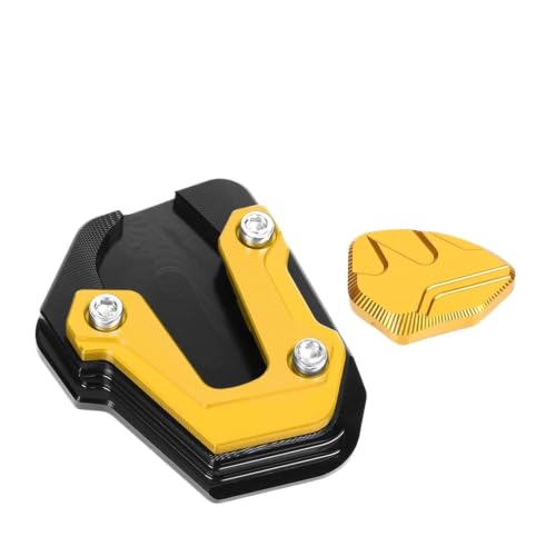 Support latéral moto XMAX 300 jaune : le coussin d'agrandissement pour stationner partout