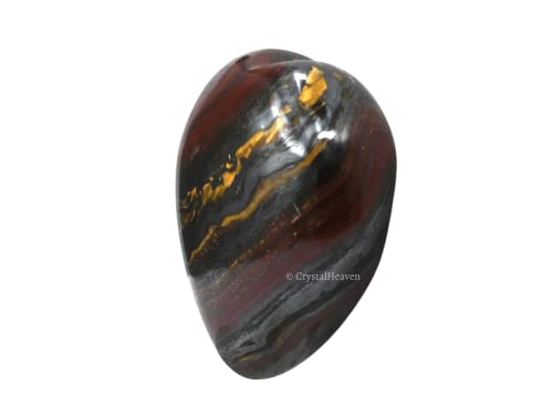 Image of Crystal Heaven Iron Tiger Eye Crystal Heart Palm Pebbles Stones For Anxiety Stress Relief Massage - Aaa Grade Original Healing Gemstone Agate Heart Palm Stone For Yoga Meditation Spiritual