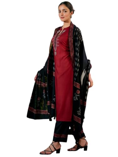 Image of Jaipuri Bunaai Women Ethnic Embroidered Kurta Set With Dupatta