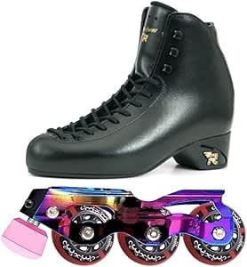 L'Estel Skates - STD Skates & Wheels - Risport Antares Nero+STD Starlight Professional - InLine Figure Skates Basi e ruote STD Skates Starlight Professional con tutte le ruote regolabili e differenziate per durezza per piroette, anteriori duri, e per presa, le due posteriori morbide. Freni in gomma ed elastomero Dotato di strumenti di regolazione e istruzioni La dimensione delle ruote dipende dalla taglia del pattino InLine per pattinaggio artistico professionale