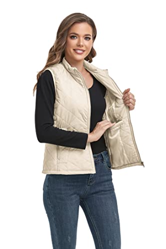 Longking 2025 Upgraded, Women'S Outwear Vest With One Inner Pocket - Stand Collar Lightweight Zip Quilted Vest For Women