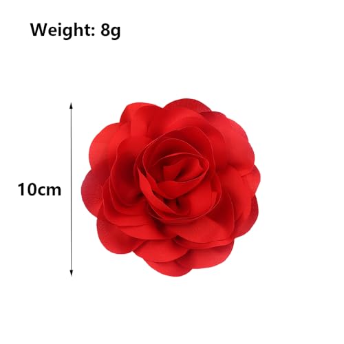Image of Chunky Flower Brooches Pins for Women,Trendy Charming Chiffon Red Rose Corsage, Aesthetic Accessories for Wedding Ceremony
