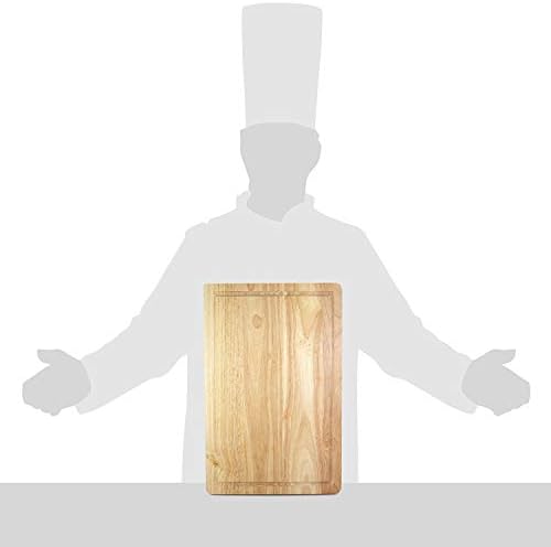 Premium Solid Wooden Chopping/Cutting Bread Board for Carving Meat Vegetable Cheese w/ Juice Canal & Crumb Catcher, 2 Sided - Big 40cm x 25cm - 2 Yr Warranty - Ideal Christmas Gift for Dad/Mom/Grandma