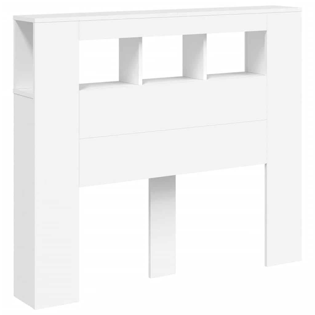 vidaXL Testiera LED Bianca 120x18,5x103,5 cm Legno Multistrato, testiera LED, Testata con LED, testiera con Ripiani, testiera con LED