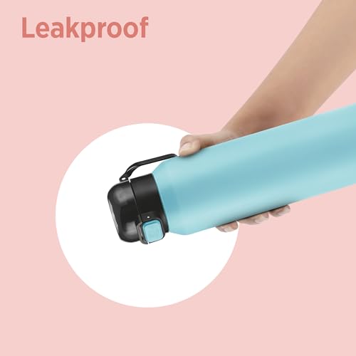 Image of Milton Dual Flow 900 Thermosteel Water Bottle 900 ml with One Touch Safety Lock & Twin Lid Sip or Gulp,Long Hours Hot & Cold,Leak Proof,ISI Certified,Vacuum Insulated,for Office,Gym,School,Sea Blue