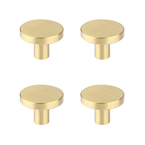 Möbelknäufe aus massivem Messing, mittelgroßer Stil, 4 Stück, für Schublade, Kleiderschrank, Tür (Gold)