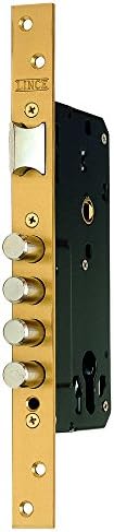Lince Cerradura de Seguridad para Puertas de Madera 32400.50 | Frente Latón | Cerradero Bicapa de Oro | Entrada 50 mm