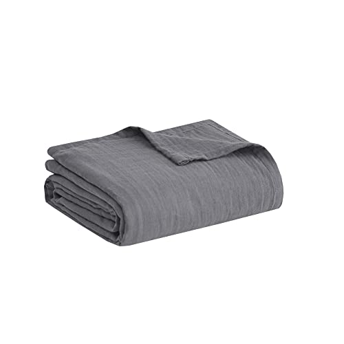 Image of Madison Park Gauze Cotton Queen Blanket Lightweight for Summer, Charcoal