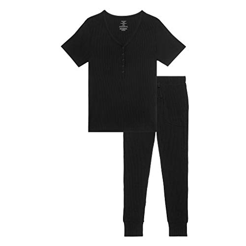 Posh Peanut Adult Pajamas Set - Two Piece Loungewear - Soft Viscose From Bamboo Nightwear Pjs (Solid Ribbed Black, Womens - Large) #TOP16