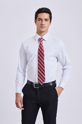 Image of HISDERN Ties for Men Formal Business Plaid Checked Mens Ties and Pocket Square Set Classic Wedding Necktie Handkerchief