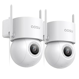 AOSU 2 Pack Wired Outdoor Security Cameras - 3K Camera Surveillance Exterieur, 24/7 Recording with Sound Light Alerts, Auto-Tracking Cameras for Home