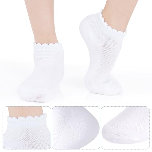 3 Pairs Girls Ruffle Socks Mesh Thin White Socks School Uniform Kids Cotton Crew Ankle Sock for Girls Frilly Dress Sock2