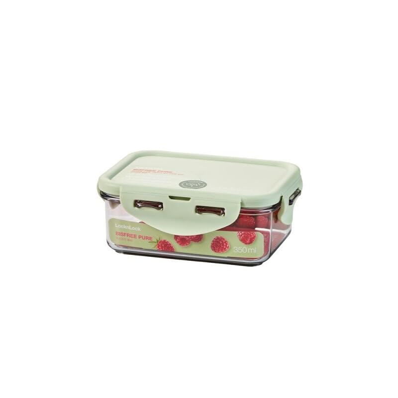 Image of LocknLock Bisfree Pure Airtight Food Storage Container 350ML | Leakproof & BPA-Free Plastic Box | Kitchen Organizer for Snacks, Spices, Fruits & Meal Portions - Light Green