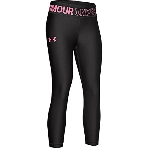 Image of Under Armour Armour Heatgear Ankle Capri, Girls Grey, Jet Gray / / Pink Craze (010), YXL