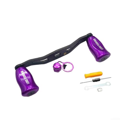 Metal Fishing Reel Handle 105mm Carbon Fiber Upgrade(Purple right hand)