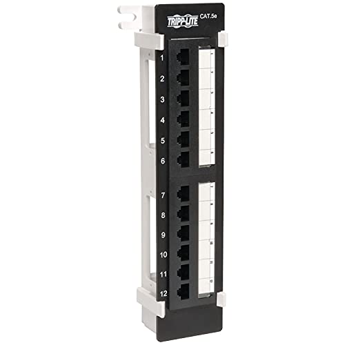 Panel de conexiones Cat5e de 12 puertos Tripp Lite para pared negro