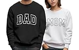 Cayxatiu Mom and Dad Sweatshirts Mama Daddy Matching Sweatshirt for Couples Gifts for Mom and Dad Crewneck Long Sleeve Shirts(White,L)