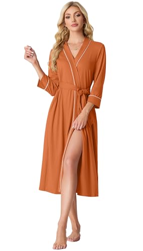 Image of PrinStory Womens Robe Long Knit Bathrobe Lightweight Soft Robes Ladies Bath Robe