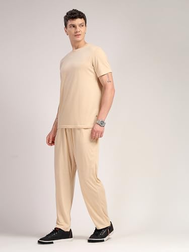 Image of Thomas Scott Men's | Relaxed Fit | Solid | 100% Polyester | Co-Ord Set With Short Sleeve T-Shirt & Trouser