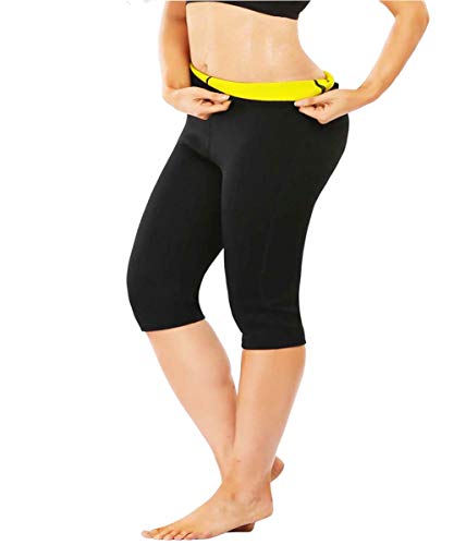 TINGSU Mujeres Sauna Pantalón Pérdida de Peso Sudor Capris Adelgazante Neopreno Cuerpo Caliente Leggings tallados Medias de compresión Fitness