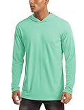 Long Sleeve T Shirt Men Shirts with Hood UPF 50+ Sun Protection Fishing Shirts Quick Dry Lightweight Performance Shirts Running Athletic Sun Protection Shirts Mint Green