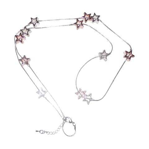 Matt Silver, Dainty Star Celtic Boho Long Necklace - Statement Necklace Silver Plated Cover