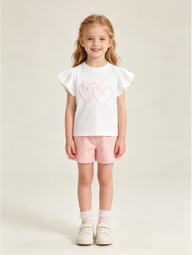 Image of Girls 4 Packs Tees Ruffle Short Sleeve T-Shirt Ribbed Knit Casual Summer Tunic Tops 4-12 Years