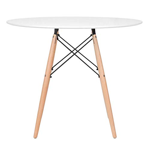 Kit - Mesa Eames 90 cm branco + 4 cadeiras Eames Eiffel Dsw nude