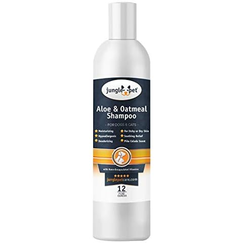 Jungle Pet Aloe Oatmeal Shampoo for Dogs - Sensitive Skin Dog Shampoo Oatmeal - Natural Dog Shampoo Sensitive Skin - Hypoallergenic Pina Colada Dog Oatmeal Shampoo - 12 oz Cover
