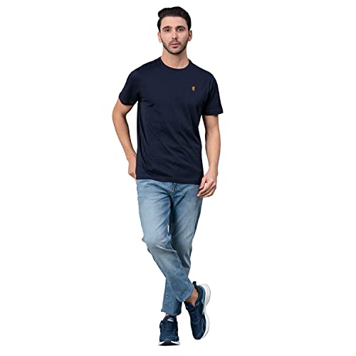 Image of Red Tape Solid Navy Round Neck T-Shirt for Men | Premium Comfort | Versatile Everyday Essential