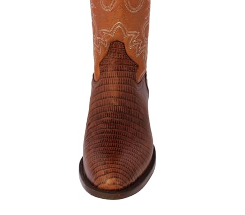 Texas Legacy Men Cognac Western Leather Cowboy Boots Teju Lizard Print Round Toe4