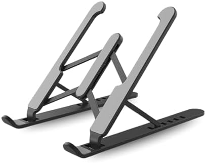 Geonix Trek T1 ABS Plastic Laptop Stand Height & Angle Adjustable | Foldable | Portable | Supports Maximum 5kg of Weight |Support Upto 17 inch (Black)