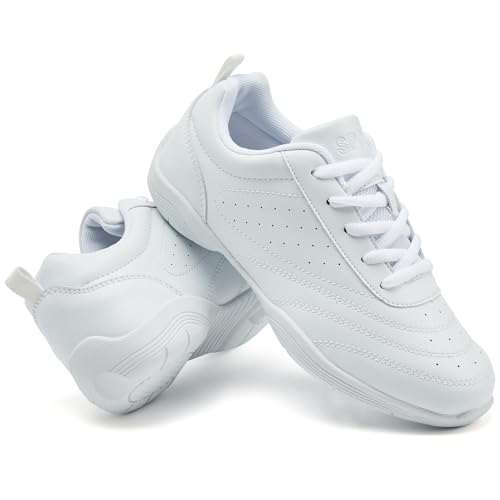 Image of Cheer Shoes Girls White Dance Shoes Youth Cheerleading Sports Training Athletic Comfortable Shoes Flats Girl