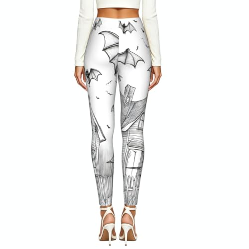 Leggings de Halloween con estampado de murciélagos en tejido elástico no moldeable 4