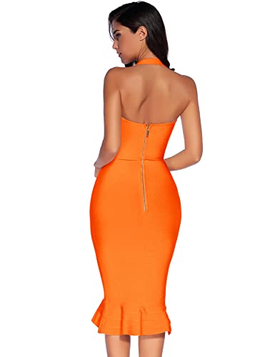 Image of meilun Womens Halter Fishtail Bandage Party Dress Elegant Wedding Guest Dress