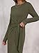 ANRABESS Womens 2025 Fall Long Sleeve Maxi Dress Crewneck Tie Waist Slit Casual Work Long T Shirt Dresses Trendy Outfits Army Green X-Large
