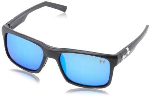 Under Armour Align Sunglasses Rectangular, Black/Blue Multiflection Lens, 51 mm