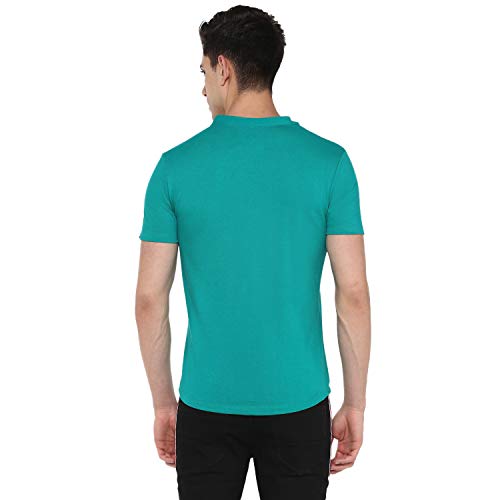 Image of Urbano Fashion Men's Solid Cotton Slim Fit Polo Shirt with Mandarin Collar