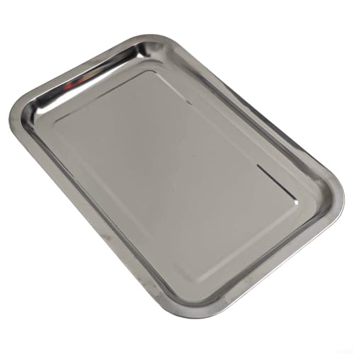 Eawfgtuw Bandeja rectangular de acero inoxidable de 27 x 20 cm para horno tostador, bandeja de galletas resistente con acabado de espejo, borde profundo, resistente a la corrosión (32 x 22 x 2 cm)