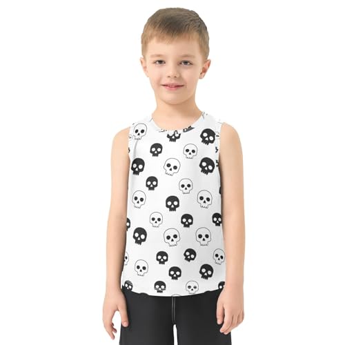 J JOYSAY Skeleton Black White Boys Tank Top Sleeveless Muscle Shirts Quick Dry Workout Sport Active Kids T-Shirts 3-15T2