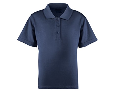 Girl's Short Sleeve Polo Shirts, Assorted, 5/6, Pack of (Navy-2, White-2, Light Blue-1)3