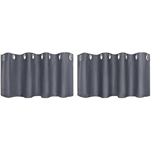 PiccoCasa Gray Blackout Curtains for Small Windows Cover