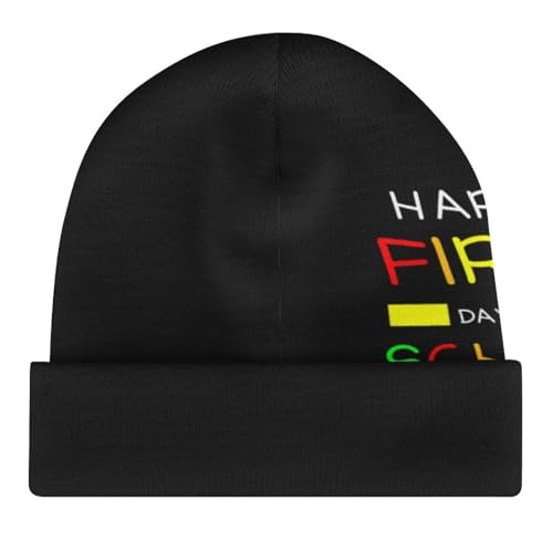 Happy First Day of School Kids Beanie Hat for for Girls Boys Children Cap Winter Knitted Chemo Cancer Headwear Accessories Gifts Decoration Black4