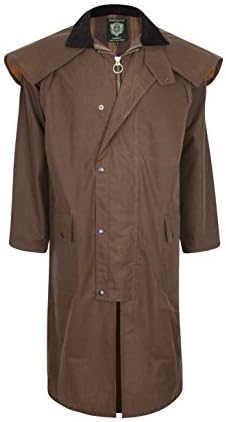 Stockman Unisex Premium Quality Lined Waxed Cape Long RainCoat Made in UK